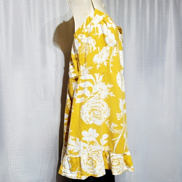 Wild Fable Golden Yellow Floral Ruffled Mini Dress (XL) - Picture 3 of 9